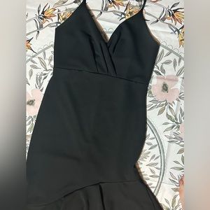 Lulus Asymmetrical Black Midi Dress